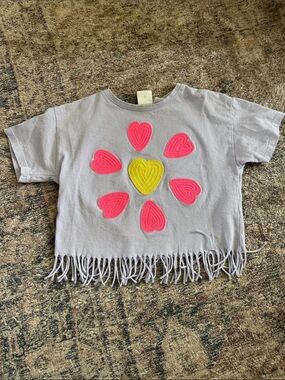 Zara Light puprle short Sleeve Tee with Pink & Yellow Heart Flower
